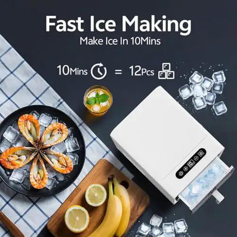 Real MVP Nugget Ice Maker Countertop Model With Self-Cleaning Function Churns Out Fresh Chewy Snap Ice Fast Pull Out Basket Saves Space Ideal For Home Bars RVs And Offices Easy Setup in a modern kitchen setting.