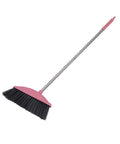 Heavy Duty Pink Broom With Extended Handle Sweeps Indoors And Outdoors Straight Up Tough On Grime Durable Steel Bristles for cleaning