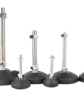 Universal Adjustable Furniture Leveling Feet Pad Mount Kit With Heavy Duty Swivel Base and articulating pads in various sizes.