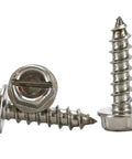 Stainless Steel Hex Washer Head Slotted Sheet Metal Screws Size Ten Three Quarter Inch Phillips Drive Heavy Duty Outdoor Grade 18 8 Stainless 100 Pack For Metal Plastic Fiberglass Wood Weatherproof Fasteners