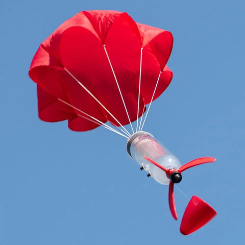 Screw On Water Rocket Fins With Parachute Kit For 2 Liter Bottles Fits 95 Percent Of Launchers No Tools Required in flight
