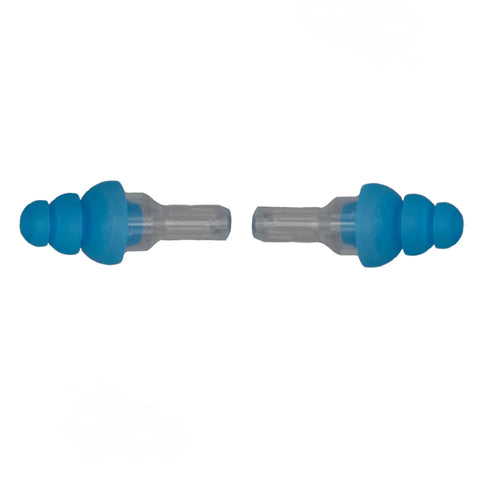 High Fidelity Earplugs For Musicians With 20dB Noise Reduction Regular Size Blue, side view showing ear tips