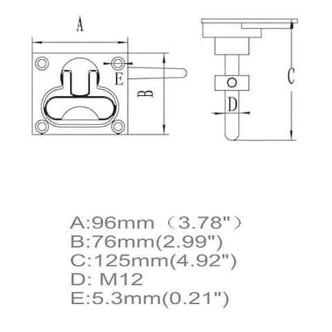 MIZUGIWA stainless steel large flush hatch latch with back plate and lift handle for marine use