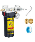 3/8 NPT Desiccant Air Dryer With Regulator And Gauge for Air Compressors shown with accessories
