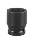 Half Inch Drive 24mm Impact Socket, 12 Point Metric, Shallow Design, CR-MO Steel, Pro Grade Tool for Heavy Duty Auto Repair