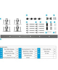 72 Inch Mini Barn Door Hardware Kit For Double Cabinet Doors, Top Mount Stainless Steel Rail System, parts layout