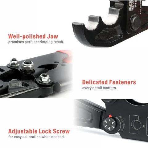 Close-up of Beefy PEX Crimp Tool Kit For 1/2 Inch And 3/4 Inch Copper Ring Crimps Meets F1807 Standards 13 Inch Combo PEX Crimper features.