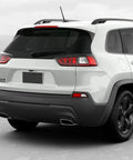 Rear view of Jeep Cherokee 2014 2021 with Rubber Antenna Mast Replacement, 8 Inch Internal Copper Coil, installed on the roof.
