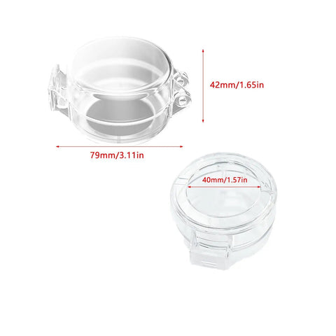 2 Pack Clear Deadbolt Lock Safety Covers For Glass Doors, Transparent Sticky Protector, dimensions 79mm by 42mm.