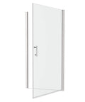Rugged Chrome Shower Door Pivot Hinges For Outward Opening Enclosures, Adjustable 30 To 31 And 3 Eighths Inches, One Quarter Inch Tempered Glass, Built To Last 36,000 Open Close Cycles, Modern Aluminum Frame With Stainless Steel Handle on shower door