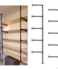 Industrial Pipe Shelf Kit With Wall Mount Brackets And Five Tier Open Shelves In Black Matte 68 Inches Tall 10 Inch Deep Hardware Only No Wood Planks DIY Vintage Industrial Storage For Office Kitchen And Living Space