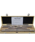 Premium Eight Piece Setup Block Height Gauge Set Hella Accurate Hardened Steel Layout Bars in wooden case with inspection certificate.