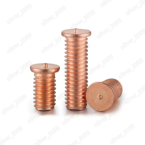 Killer Grade Copper Plated Steel Weld Studs For Capacitor Discharge Metal Fabrication M3 M4 M5 M6 M8 various sizes angled view