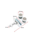 Close-up of Two Pack Stainless Steel Nylon Sliding Track Roller Kit With Bolts And Nuts For Barn Doors And Sliding Doors.