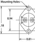 Technical diagram of Roll Out Furnace Limit Switch L350 One Half Inch Bimetal Thermostat Replacement For 47 22861 01 with dimensions.