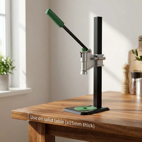 Adjustable Bench Bottle Capper Workhorse With Metal Lever For Beer Soda And Home Brewing Heavy Duty Cap Pressing Machine on table