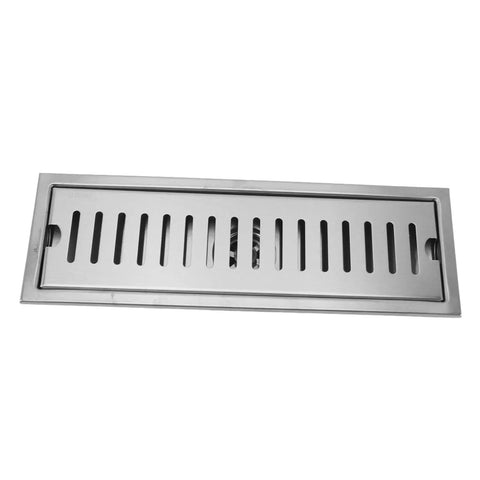 Oreilet Linear Shower Drain 12 Inch Floor Drain with Hair Catcher in stainless steel, featuring a sleek rectangular design.
