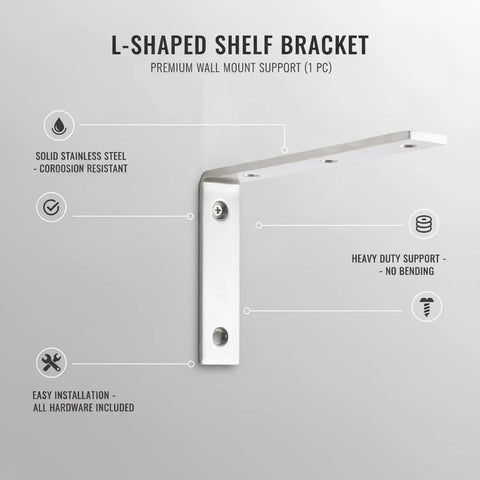 Stainless Steel L Shaped Shelf Brackets Heavy Duty Wall Mount Supports For Floating Shelves Built To Last And Keep Things Level
