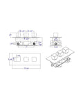 HomeStock Modern Rectangle Thermostatic Shower System Trim Kit with Pressure Balance Valve Matte Black Finish dimension diagram.