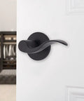 6 Pack Matte Black Transitional Indoor Passage Wave Door Levers For Hall And Closet Non Locking Interior Door Handles Reversible Modern