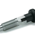 Ride Or Die Indexing Plunger With Solid Lockout Feature And Grippy Pull Knob Forged From Heavy Duty Stainless Steel For M12 X 1 75 Metric Threads, side view.
