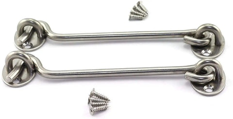 Top Shelf Stainless Steel Cabin Hooks And Eye Latches For Shed Doors Windows Straight Up Heavy Duty Rustproof Windproof Safety Catch Locks Includes Mounting Screws, 6 inch hooks with screws.