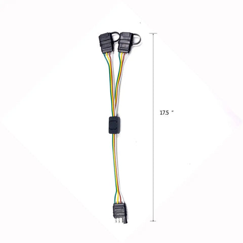 17.5 Inch 4 Pin To 4 Pin Trailer Light Wiring Connector Adapter Y Splitter Cable Extension For Tailgate Lights And Trailer Lights Plug And Play Waterproof Cap