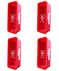 Hella Heavy Duty Red Fire Extinguisher Box 4 Pack For 10 Lb Cylinders Keeps Your Gear Locked Tight Against Theft And Weather Rugged Wall Mount Enclosure With Cylinder Lock And Hammer Included, shown in a group of four.
