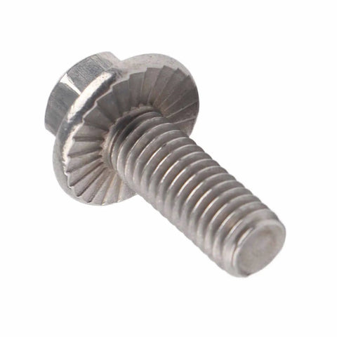 Super Heavy Duty M6 Stainless Steel Hex Flange Bolt with integrated washer, 16mm length for DIY projects and repairs.