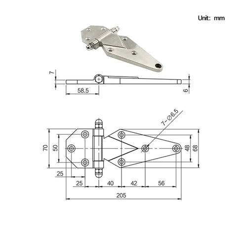 Heavy Duty Stainless Steel Or Zinc Alloy Hinge For Engineering Equipment Doors And Refrigerated Truck Compartments 1 Piece Zinc Alloy Built Like A Tank For Heavy Doors And Cabinets Durable Industrial Grade, 205mm