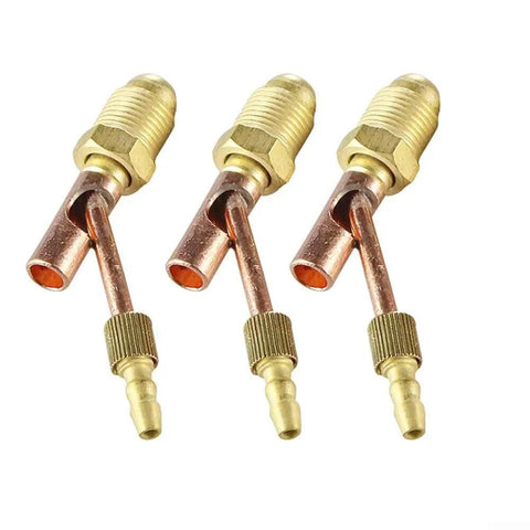 Heavy Duty Copper Tig Torch Quick Connectors For Water Cooled Welding Machines Including Male Cable Gas Separator Adapter Fits Wp9 Wp17 Wp26 Models, showing three durable copper connectors.