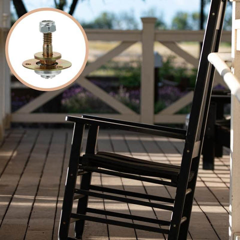 Rocking Chair Bearings Replacement Kit Four High Precision Metal Bearings For Rocking Chair Repair And Assembly shown on porch chair.