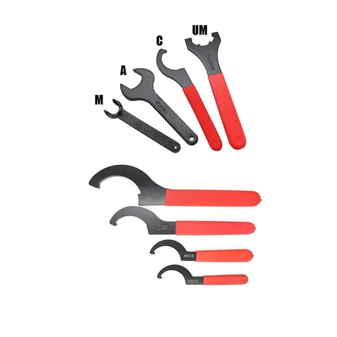 Premium ER Nut Collet Wrench Kit For ISO20 25 30 And ER8 11 16 20 25 32 40 Spindle Sets showing specialized steel wrenches.