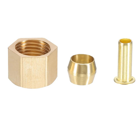 Brass Compression Fittings Set, 30 Piece All-In-One Kit with nut, sleeve, and insert for secure 1/4 inch connections in air and water.
