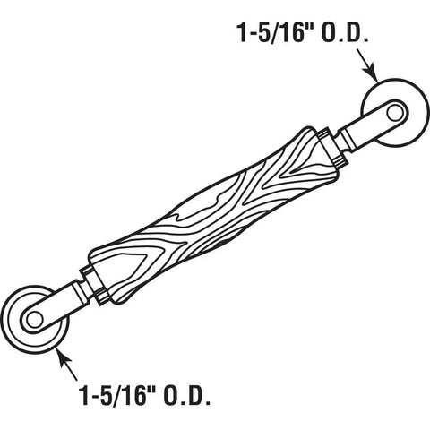 Screen Rolling Tool for Window and Door Screens, Spline Roller With Wood Handle and Steel Wheels, Single Pack, size 1-5/16 inch O.D.