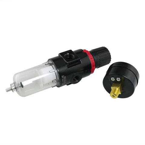 Air Pressure Regulator With Mini Inline Filter And Oil Water Trap For Airbrush And Micro Compressors Includes Pressure Gauge And Moisture Separator G1/8 To G1/4 Adapters Essential Compressor Accessories