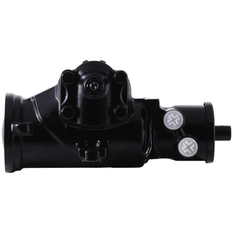 Heavy Duty Power Steering Gear For 1999 To 2007 Chevrolet And GMC 4WD 6.0 Liter with black finish, showing sector shaft and attachment points.
