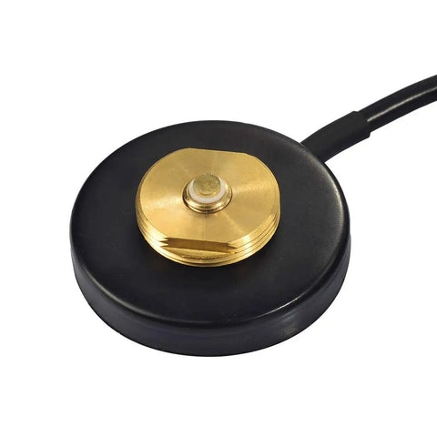 Dual Band Vehicle Ham Radio Antenna With NMO Mount Magnetic Base And Low Profile, showing gold connector for amateur rigs
