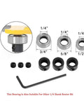 Slot Cutting Router Bits Set With Biscuit Bit And 4Mm Cutting Height, 1/4 Inch Shank, Undercut Bit, Three Bearing Sizes shown