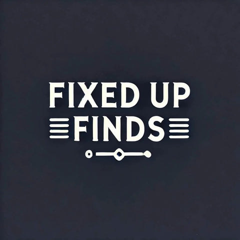 Fixed Up Finds logo in stylized white text on dark background