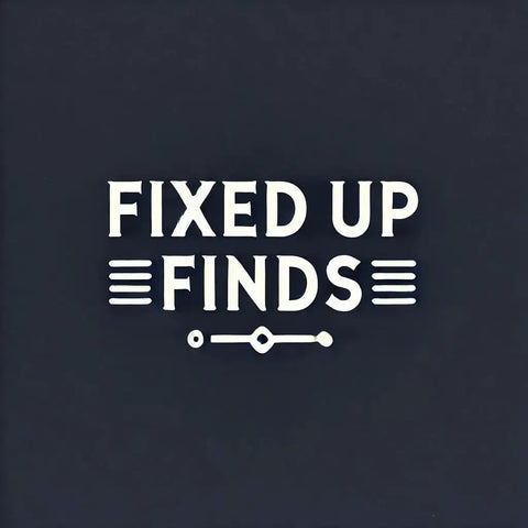 Logo of Fixed Up Finds on a dark background, featuring bold white lettering typical for branding.