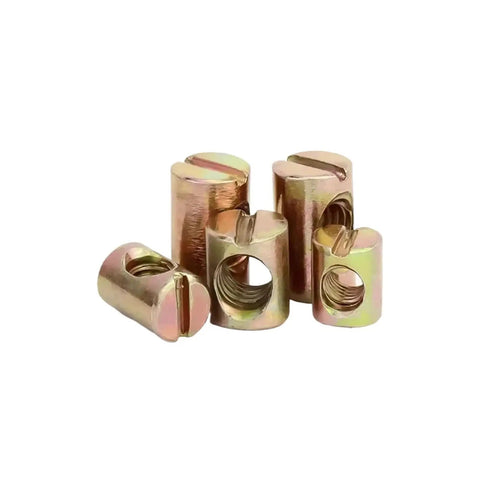 Tough As Nails Barrel Nuts Set For Furniture M6 M8 Cross Dowel Hammer Embedded Nuts Zinc Coated Carbon Steel 10 Pack