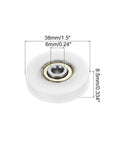 U Groove Pulley Wheel 6x38x8.5mm Set Of 6 Nylon Bearing Guide Rollers For Sliding Doors Drawers Windows Conveyor Tracks And Mechanical Hardware White measures 38mm, 6mm, 8.5mm