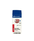 Front view of First Aid Only burn cream refill box, 10 packs, blue top, white/red label.