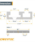Diagram showing dimensions of Heavy-Duty 48 Inch All-In-One T-Track And Miter T-Track In One Aluminum Dual Track Extrusion