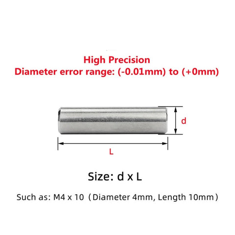Diagram showing the size specifications of a Bearing Steel Solid Dowel Pins Set M1.5 To M6 GB119 Heavy Duty Hardened Locating Parallel Pins 9mm And 14mm Fixed Pin Kit For Automotive Agricultural And Industrial Use 50 Pieces