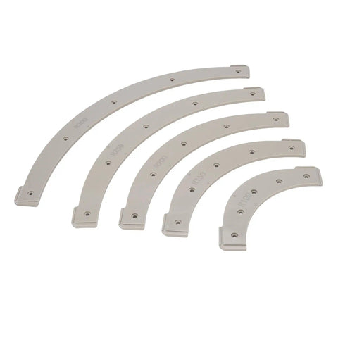 Kickass Router Angle Beam Template Set For Dead On Edge Rounding And Flawless Radius Cuts In Serious Woodworking Projects Using Durable Plastic Guides. Set of five plastic radius templates ranging from R100 to R300 mm.