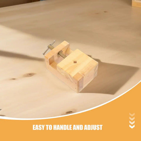 Sturdy Wooden Carving Clamp And Mini Bench Vise For Stone Seal Engraving, adjustable wooden clamp on a smooth surface.