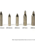 Five sizes of 20 Pack Glue On Archery Arrow Tips For Bamboo And Wooden Arrows, Stainless Steel Field Points For Target Practice.