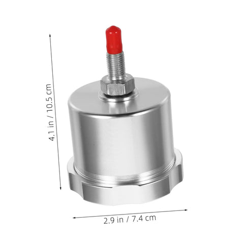 Drift Ready Racing Car Oil Tank Hydraulic Reservoir Cup With Easy Install, dimensions shown, silver with red cap